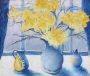 'Daffodils in Window', 20"x 24", Oil