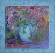 "Floral Fantasy", 16"x 16", Oil Cold Wax