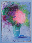 Flowers Forever, Painting 16"x 12" #1, with Brass Stand