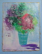 Flowers Forever, Small Gems #5, Painting 10"x 8"  with Brass Stand