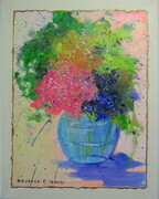 Flowers Forever, Small Gems Series #3, Painting 10"x 8"   with Brass Stand