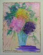 Flowers Forever, Small Gems Series #4, Painting 10"x 8"   with Brass Stand