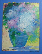Flowers Forever, Small Gems Series #4,  Painting 10"x 8"  with Brass Stand