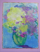 Flowers Forever, Small Gems Series #6, Painting 10"x 8" with Brass Stand   SOLD
