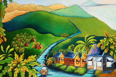 "Gall Hill, Bathsheba", 11"x 14", Artist's Collection, Shown on Map Cover, "Barbados in a Nutshell 2014/15"