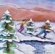 Great Skiing , 10"x 10",  Acrylic on Gallery Canvas    SOLD