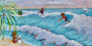 Happy Day Surfing,  12"x 24",  Acrylic on Canvas
