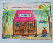 Local Rumshop & Fish Seller, 8"x 10" Acrylic