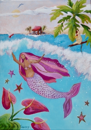 Love Dat Bajan Sea, 16"x 12", Acrylic on Canvas
