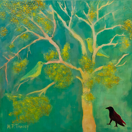 "Red Raven", 16"x 16", Acrylic