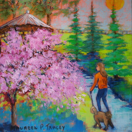 'Spring Walk in the Park', 10"x 10", Acrylic on Canvas  SOLD