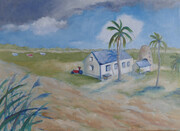 Sugarcane Plantation,  12"x 16",  Oil on Canvas